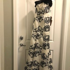 Black & White One Shoulder Dress with Rhinestones